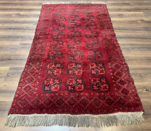 Afghan Turkoman Bokhara Bashir Rug 3x6, Red