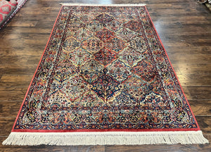 Karastan Multicolor Panel Kirman Rug #717, Wool Karastan Rug 5.9 x 9, Vintage Multipanel Kirman, Original Karastan Collection 700 Series