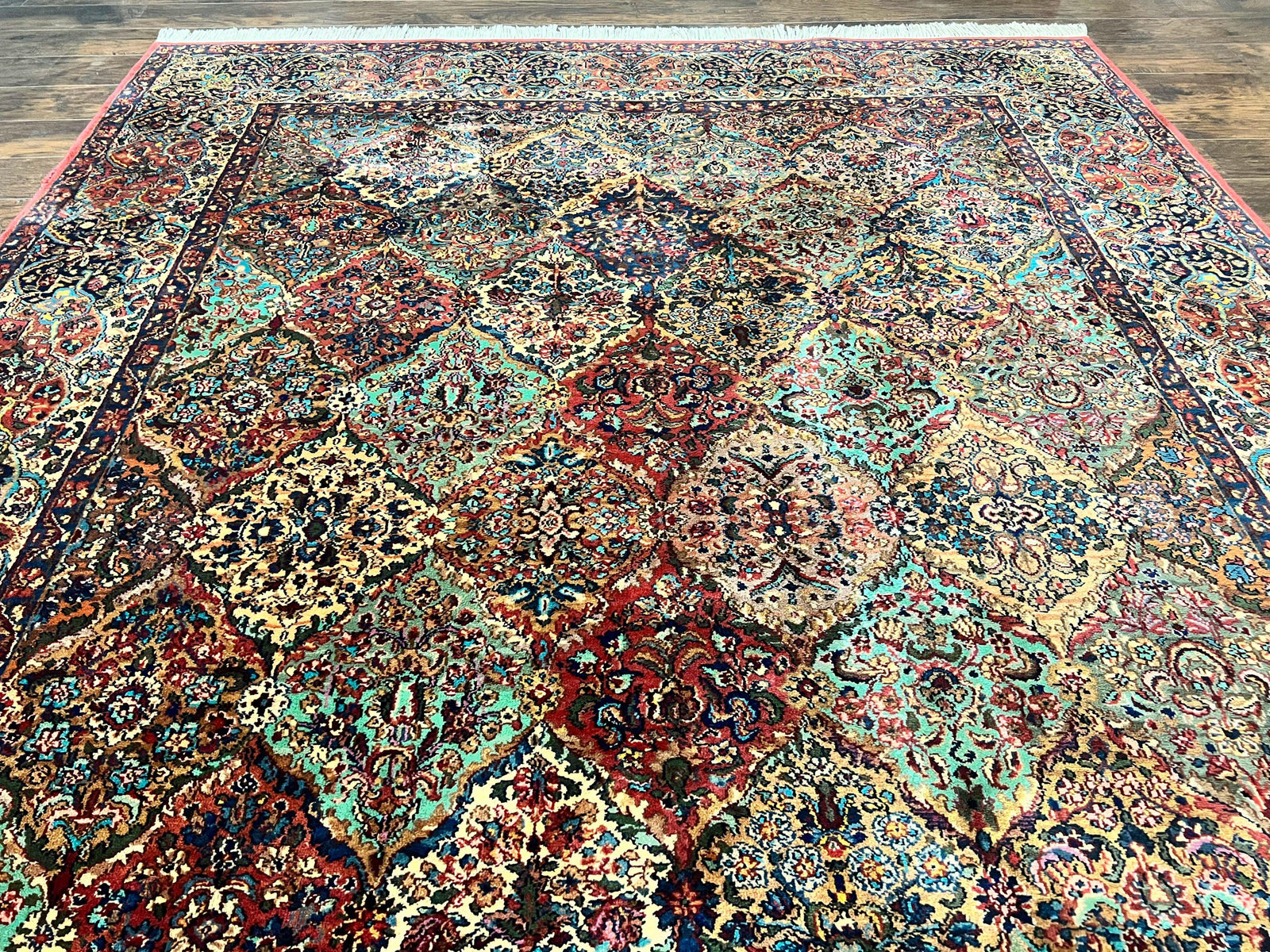Karastan Rug Multicolor Panel Kirman #717, 8.8 x 12 Karastan Carpet, Vintage Multipanel Kirman, Original 700 Series, Wool, Vintage