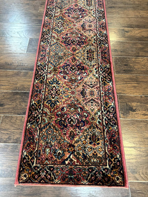 Karastan Runner Rug 2x9, Multicolor Panel Kirman Runner #717, Wool Pile, Original 700 Series, Vintage, Skinny Runner 2 x 9, Rare