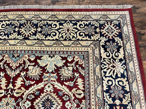 Indian Agra Rug 12x15, Maroon, Hand Knotted Vintage Palace Sized Oriental Carpet