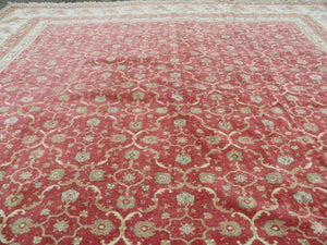 12' X 18' Palace Size Handmade Egyptian Wool Rug Carpet Soft Colors Red & Beige