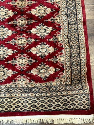 Pakistani Runner Rug 2.8 x 7.6, Red Turkoman Bokhara Runner