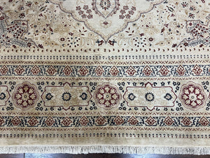 Pak Persian Rug 9x11, Very Fine Hand Knotted Oriental Carpet, Haji Jalili Design, Ivory/Cream, Wool Handmade Room Sized Rug 9 x 11 ft, Nice