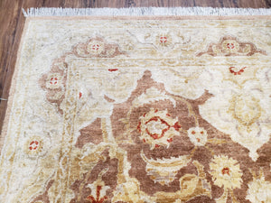 6x9 Pakistani Peshawar Rug, Handmade Wool Carpet, Soft Neutral Colors Rug, Vintage Rug for Modern Home