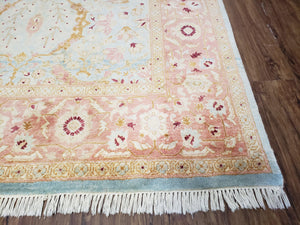 Pakistani Peshawar Rug 6x9, Light Colors, Wool, Hand Knotted, Vintage Rug for Modern Home