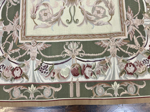 Aubusson Rug 5x8, Wool Handmade Vintage Carpet, Angel Motifs, Flatweave Rug 5 x 8, Medium Sized, European Design