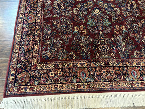 5.9 x 9 Karastan Rug Red Sarouk Rug #785, 100% Wile Pile Carpet, Original 700 Series, Vintage