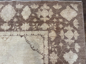 Modern Pakistani Peshawar Rug 10x13, Neutral Colors, Vintage Rug for Modern Home