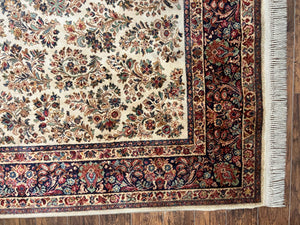 Karastan Rug 8' 8" x 12', Ivory Sarouk #760, Original Karastan Carpet 700 Series, Wool Karastan Area Rug, USA Made, Large Karastan w/ Label