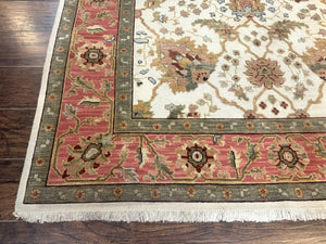 Flatweave Soumak Rug 6x9, Nourison Rug, Wool Handmade, Floral, Ivory