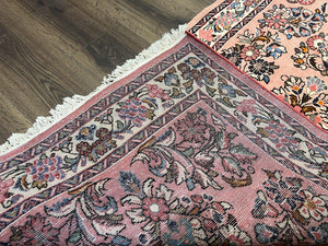Persian Sarouk Runner Rug 2.9 x 13.6, Wool Floral Hand Knotted Runner