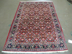3' X 5' Handmade Knotted Indian Amritsar Floral Oriental Wool Red Rug Organic Nice