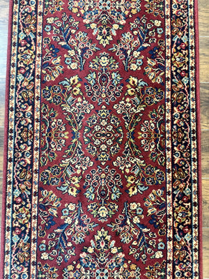 Karastan Runner Rug 2.6 x 8.6, Red Sarouk #785, Original 700 Series, Wool Karastan Runner Rug, Rare
