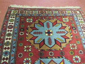4' X 6' Vintage Handmade Caucasian Shirvan Russian Armenian Wool Rug Colorful