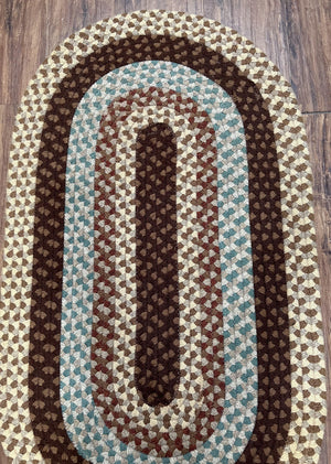 American Braided Rug 2x4 ft Oval Rug, Multicolor Oval Rug, Oval Braided Rug, Hand Woven, Vintage Braided Rug, Small Braided Rug