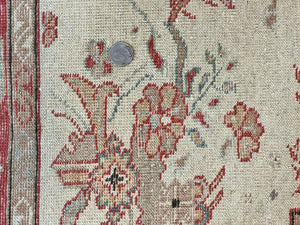 Turkish Oushak Rug 12x18, Wool Hand Knotted Vintage Carpet, Red & Oatmeal, 12 x 18 Palace SIze Handmade Oriental Rug