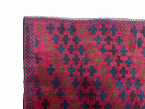 2' 10" X 4'8" Vintage Handmade Tribal Wool Rug Balouchi Rug Afghan Rug Red Beige