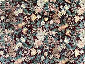 Pakistani Rug 9x12 William Morris Maroon Vintage Floral Wool