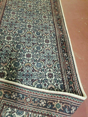 2' 9" X 20' Vintage Oriental India Floral Hand Made Wool Runner Rug Ivory Nice