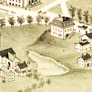 Vintage Map of Wrentham, Massachusetts 1888