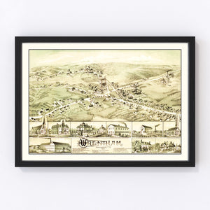 Vintage Map of Wrentham, Massachusetts 1888
