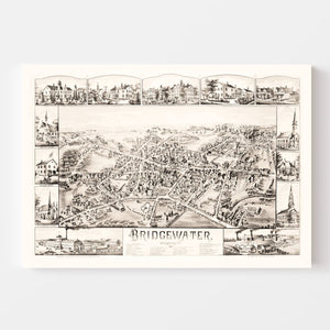 Vintage Map of Bridgewater, Massachusetts 1887