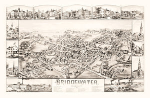 Vintage Map of Bridgewater, Massachusetts 1887