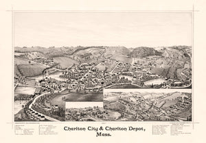 Vintage Map of Charlton City, Massachusetts 1887