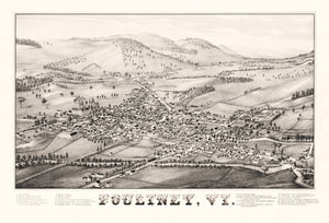 Vintage Map of Poultney, Vermont 1886