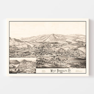 Vintage Map of West Randolph, Vermont 1886