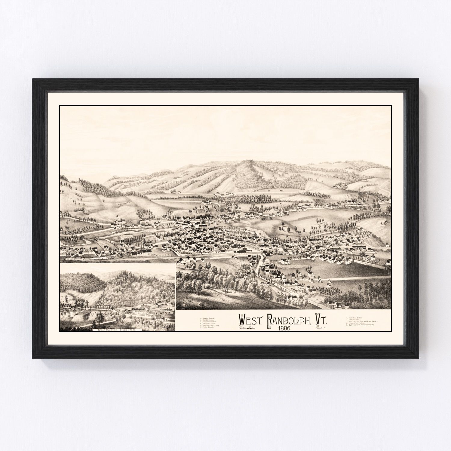 Vintage Map of West Randolph, Vermont 1886