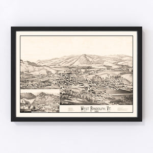 Vintage Map of West Randolph, Vermont 1886