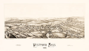 Vintage Map of Westford, Massachusetts 1886
