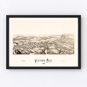 Vintage Map of Westford, Massachusetts 1886