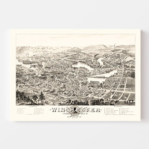 Vintage Map of Winchester, Massachusetts 1886