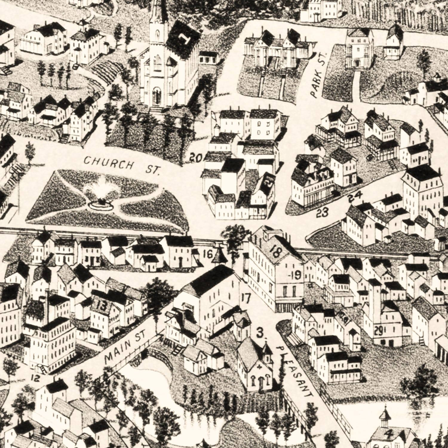 Vintage Map of Winchester, Massachusetts 1886