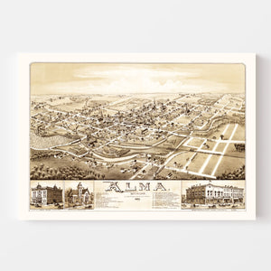Vintage Map of Alma, Michigan 1885