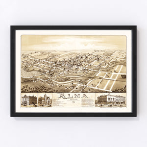 Vintage Map of Alma, Michigan 1885