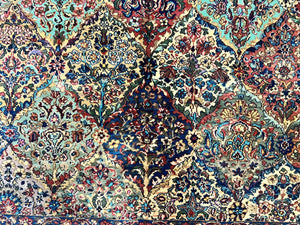 Karastan Multicolor Panel Kirman Rug #717, Wool Karastan Rug 8.8 x 10.6, Vintage Multipanel Kirman, Original Karastan Collection 700 Series
