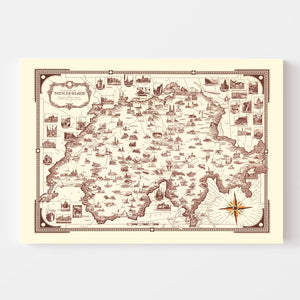 Vintage Pictorial Map of Switzerland, 1936