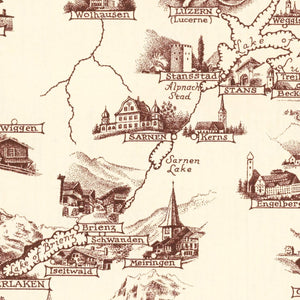 Vintage Pictorial Map of Switzerland, 1936