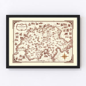 Vintage Pictorial Map of Switzerland, 1936