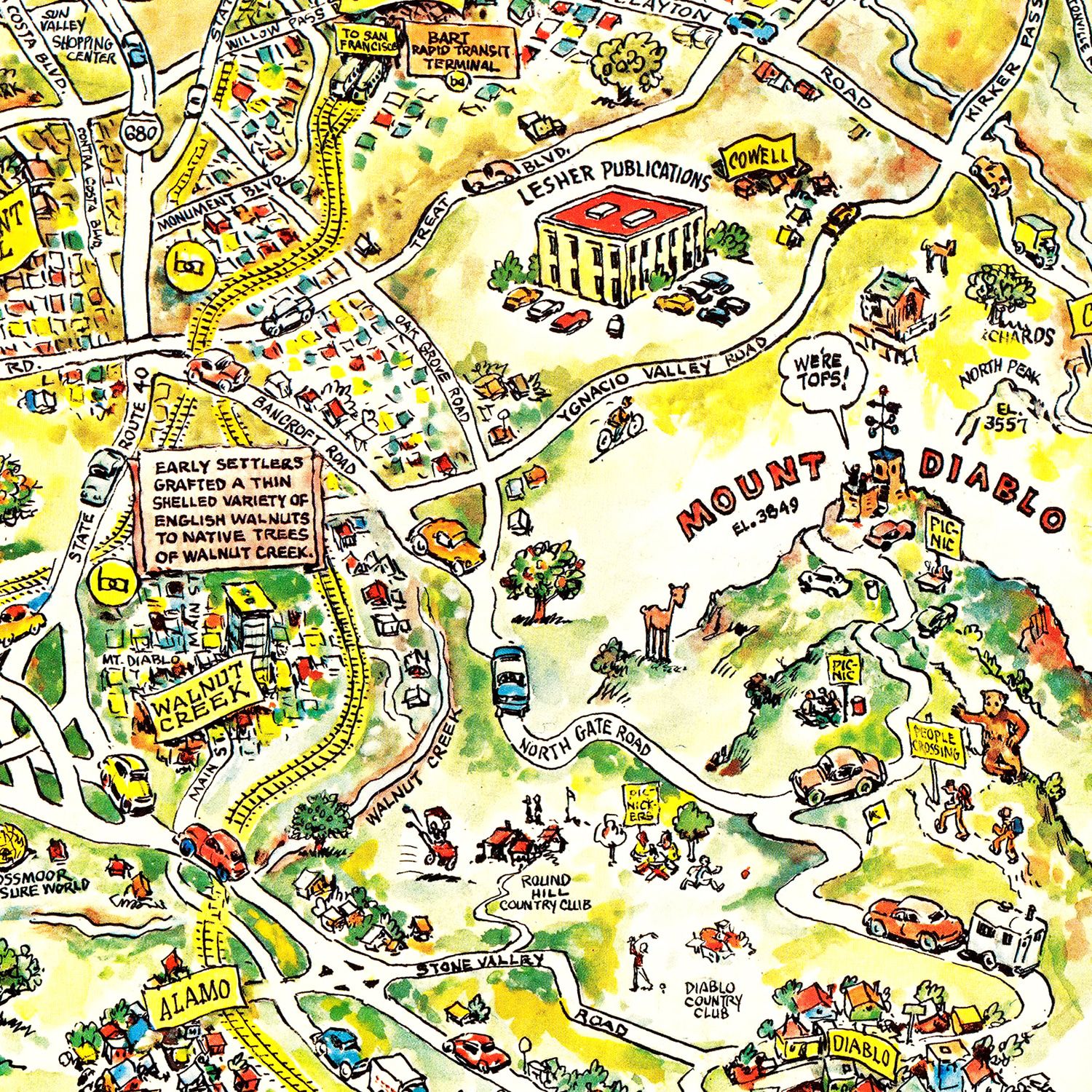 Vintage Map of Contra Costa County, California 1981