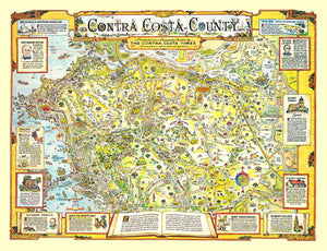 Vintage Map of Contra Costa County, California 1981