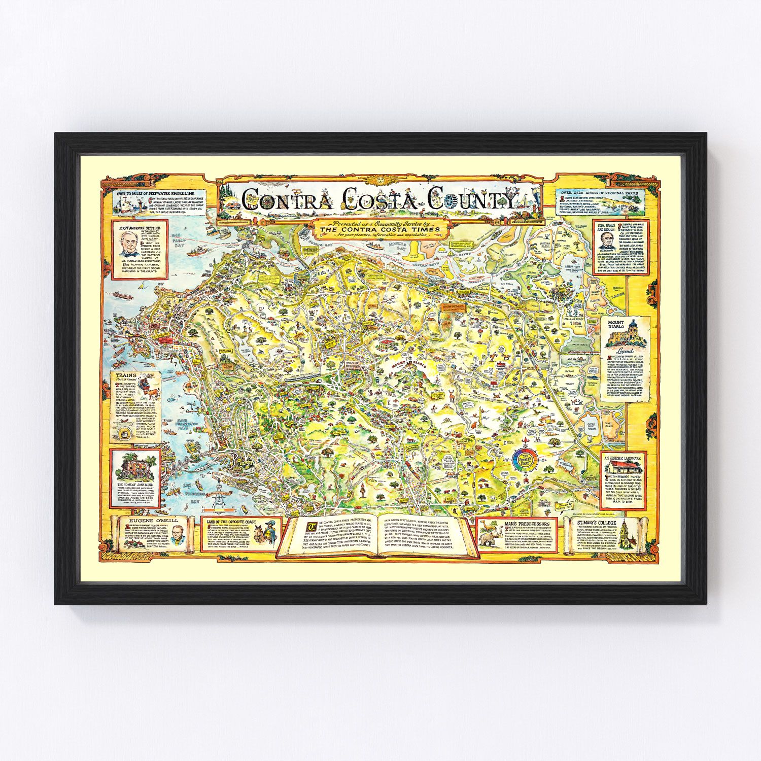 Vintage Map of Contra Costa County, California 1981
