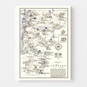 Vintage Map of Vermont 1934