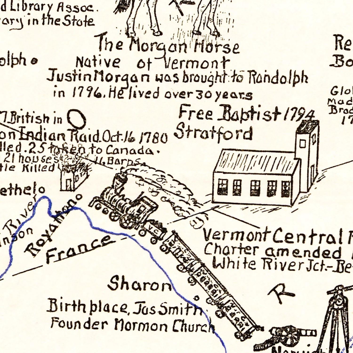 Vintage Map of Vermont 1934