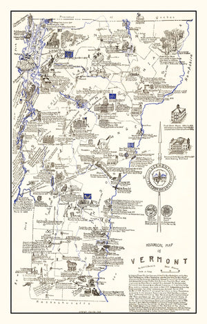 Vintage Map of Vermont 1934