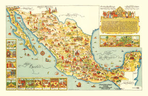 Vintage Pictorial Map of Mexico, 1931